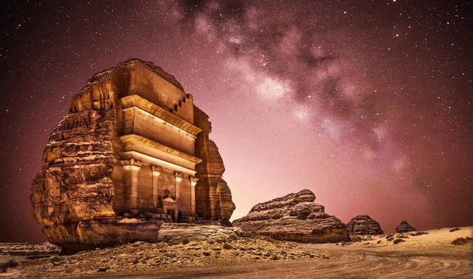 AlUla, Saudi Arabia at night. Post-covid travel.