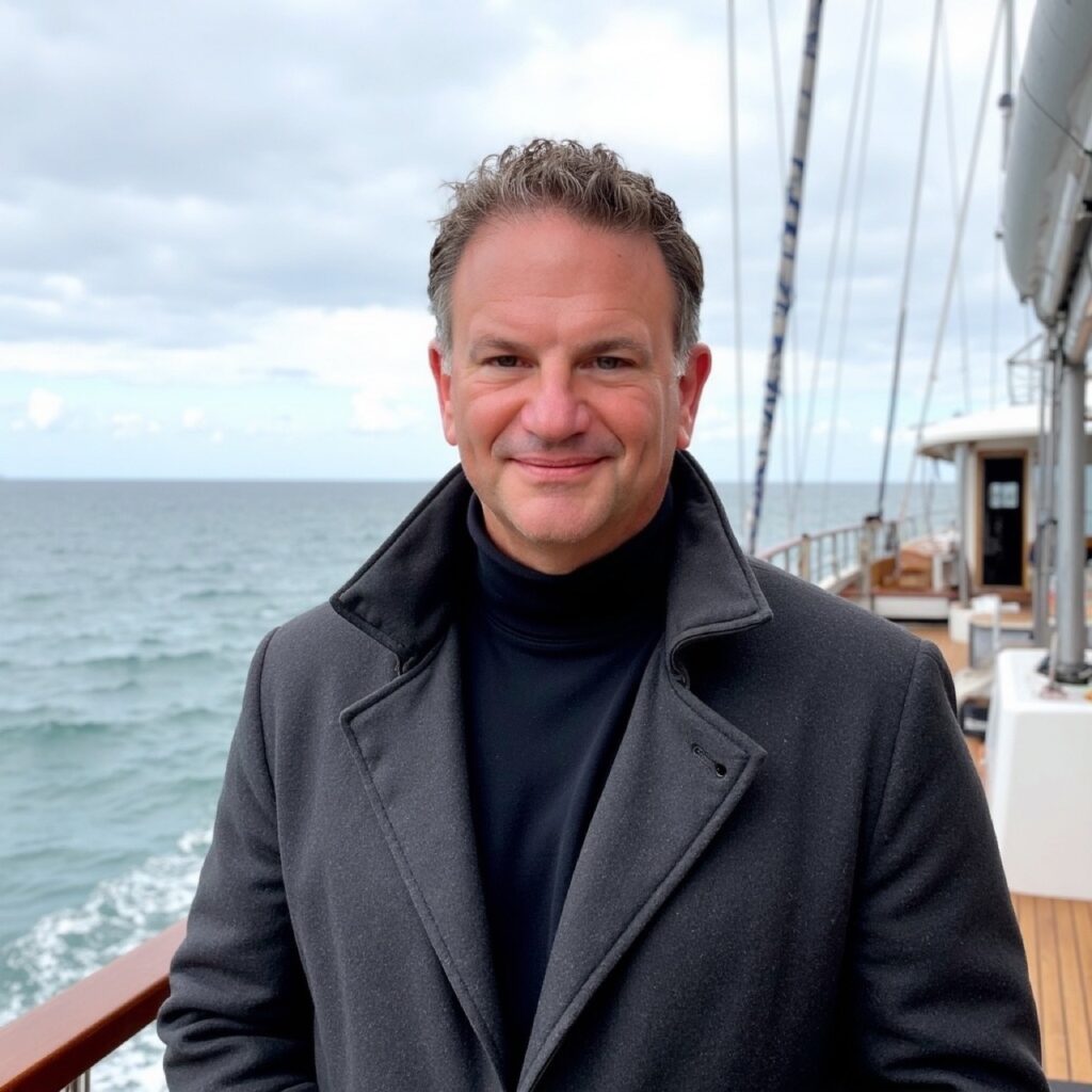 Tom Popper onboard a sailboat